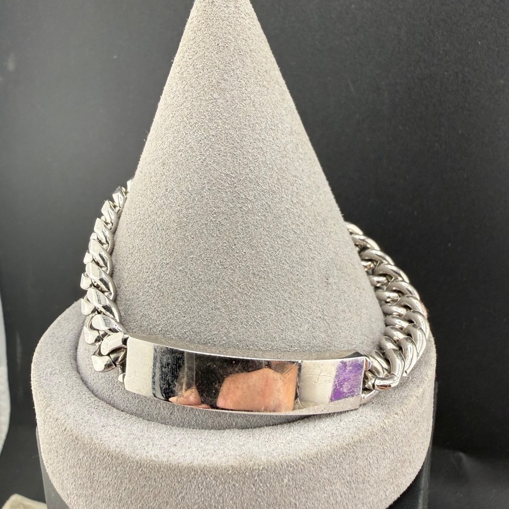 Vintage ID Bracelet‎ Silver Tone Adjustable Not Engraved 8.5"